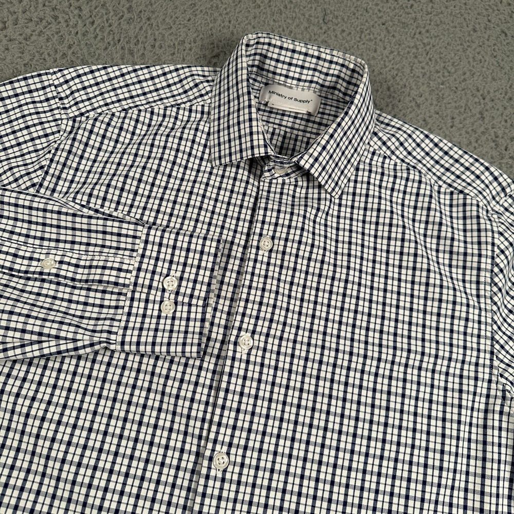 Ministry of Supply Shirt Mens Small Plaid Recycled Polyester Moisture Wick‎